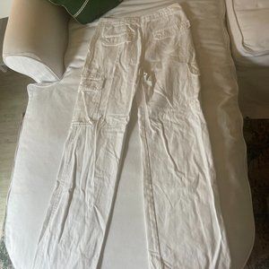 Zara - High Rise TRF Straight Leg Cargo Pants - Oyster White - Women